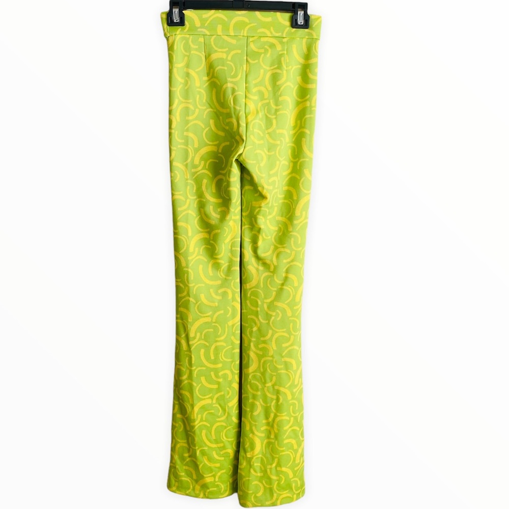 Zara NWT Lime Green & Yellow Knit Flare Jacquard Pant Size Small - Picture 7 of 9